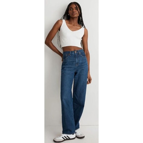 NWT Madewell Baggy Straight Jeans in Dark Worn Indigo Wash Jeans-sz 29 - Picture 1 of 12